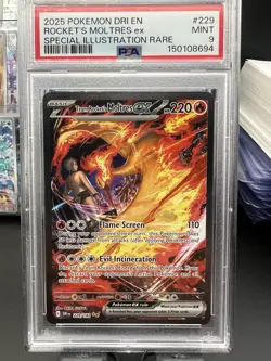 Pokemon Card Team Rocket's Moltres EX 229/182 Destined Rivals PSA 9 MINT - Image 1