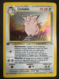 Pokemon Clefable 1/64 Jungle 1st Edition Holo Rare Card MP - Image 1