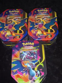3 Total- Pokemon TCG Mega Charizard EX Tin X & Y Brand New/Sealed (2× Y)(1× X) - Image 2
