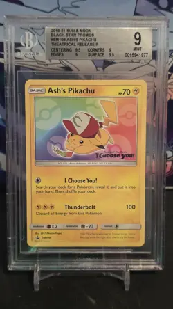 Ash's Pikachu SM108 Black Star Promo - BGS 9- Pokemon Card TCG - Image 1