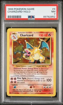 Pokemon 1999 Base Set Unlimited Holo Charizard 4/102 NM PSA 7 - Image 1