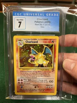 Pokemon TCG Base Set 2 Holo Charizard Holo Swirl #4/130 CGC 7 - Image 3