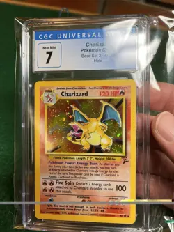 Pokemon TCG Base Set 2 Holo Charizard Holo Swirl #4/130 CGC 7 - Image 5