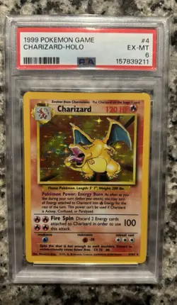 Wizards of the Coast 1999 Pokemon Base Set Charizard 4/102 Holo Rare PSA 6 EN - Image 1