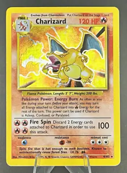Pokemon TCG Unlimited Charizard 4/102 Base Set 1999 Ungraded HP Heavily Played - Image 1