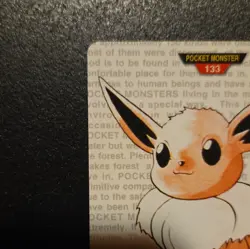 Clean Pokemon Bandai 1996 Monsters Collection #133 Eevee Japanese Base Set Card - Image 2