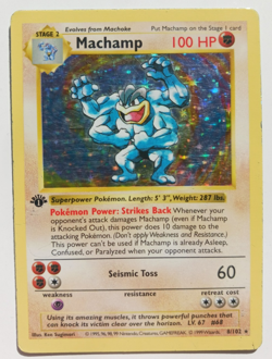 Machamp Pokemon Card Shadowless 1st Edition Holo 8/102 Base Set Rare Vintage MP - Image 1