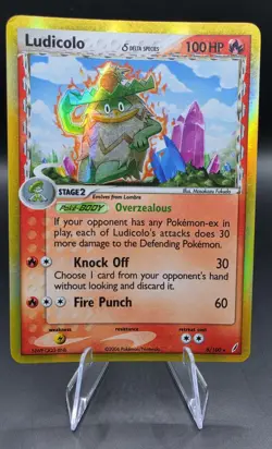 Pokemon TCG Ludicolo 6/100 Reverse Holo Rare - EX Crystal Guardians 2006 English - Image 2