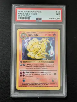 Pokemon 1999 Base Set Shadowless Ninetales #12 Holo Rare 1st Edition PSA 7 - Image 1