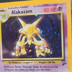 Wizards Pokemon TCG Base Set 2 Alakazam Swirl Holo Rare 001/130 English 1999 - Image 3