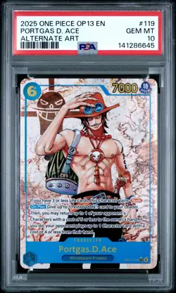One Piece Portgas D. Ace SEC Alternate Art OP13-119 Carrying on His Will PSA 10 - Image 1