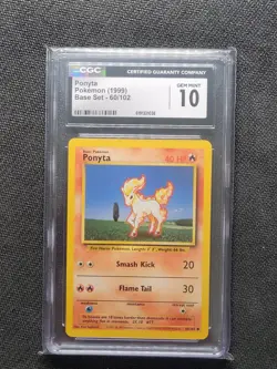 Pokemon TCG Ponyta 60/102 Base Set Basic CGC Gem Mint 10 - Image 3
