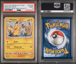 Pokemon TCG Sun & Moon Pikachu Mimikyu Black Star Promo Cosmos Holo SM162 PSA 9 - Image 3