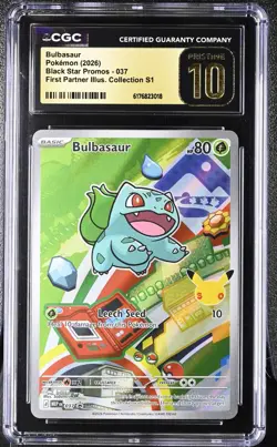 Pokemon Bulbasaur First Partner Illu Coll. Black Star Promo #037 CGC 10 PRISTINE - Image 1