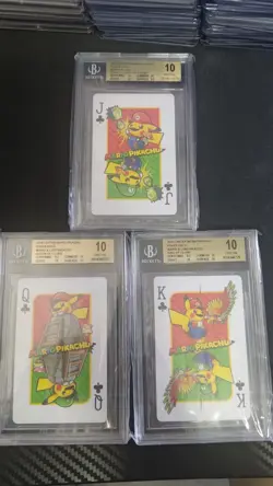 2016 MARIO PIKACHU PLAYING CARDS POKEMON CENTER SET OF 3 CLUBS BGS 10, 10, 10 - Image 2