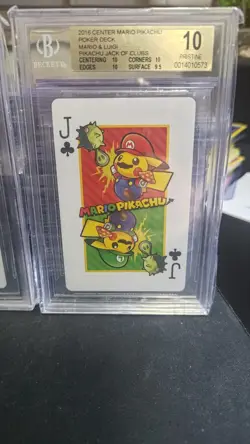 2016 MARIO PIKACHU PLAYING CARDS POKEMON CENTER SET OF 3 CLUBS BGS 10, 10, 10 - Image 4
