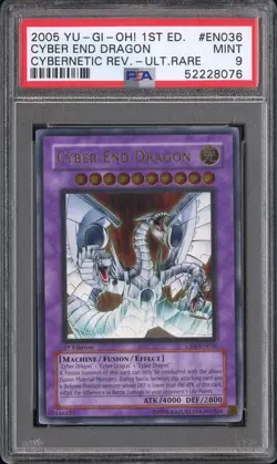 2005 Yugioh Cyber End Dragon 1st Edition * CRV-EN036 Ultimate Rare * PSA 9 MINT - Image 1