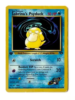 Sabrina’s Psyduck 99/132 1st Edition Gym Challenge WOTC 2000 Pokemon Card MP - Image 1