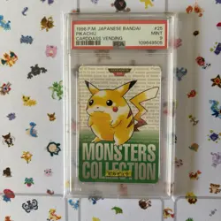 1996 Pokemon Bandai Carddass Vending Pikachu Green Vintage PSA 9 - Image 1