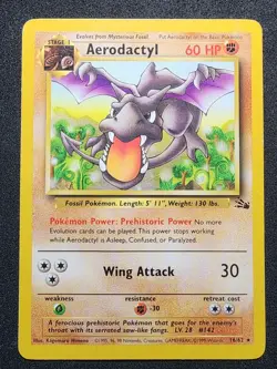 Aerodactyl 16/62 Fossil Unlimited Rare Pokemon - Image 1