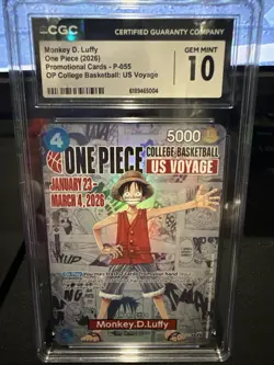 Monkey D. Luffy 055 One Piece College Basketball: US Voyage Promo CGC 10 - Image 1