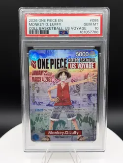 2026 One Piece EN College Basketball US Voyage #055 Monkey D Luffy PSA 10 - Image 1