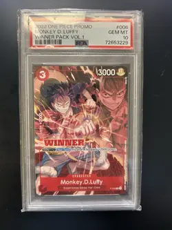 2022 One Piece Promo Monkey D Luffy Winner PSA 10 - Image 1