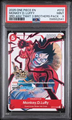 2025 ONE PIECE 3RD ANNIVERSARY TOURNAMENT 3 BROTHERS PACK MONKEY D. LUFFY PSA 9 - Image 1