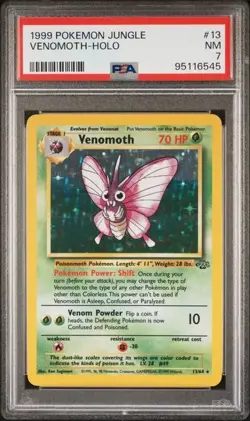 1999 POKEMON JUNGLE #13 VENOMOTH HOLO PSA 7 (6545) - Image 1