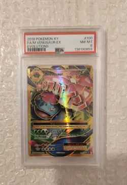 M VENUSAUR EX 100/108 Full Art XY Series: Evolutions 2016 Pokemon PSA 8 NM-MT - Image 1