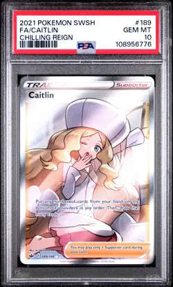 2021 Pokemon Sword & Shield Chilling Reign 189 Caitlin Full Art PSA 10 Gem Mint - Image 1