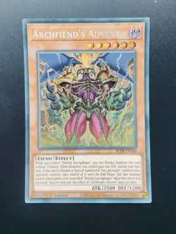 Yu-Gi-Oh Archfiend's Advent Secret Rare 1st Edition BLTR-EN046 - Image 1