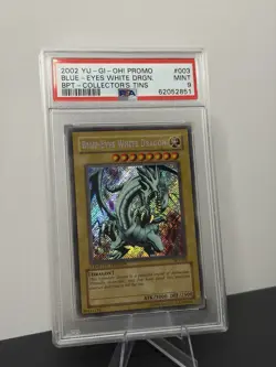 2002 Yu-Gi-Oh Collector's Tins BLUE-EYES WHITE DRAGON BPT-003 Secret Rare PSA 9 - Image 1