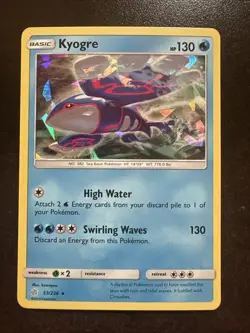 Kyogre 53/236 Cracked Ice Holo NM Pokemon TCG Sun & Moon Cosmic Eclipse Theme De - Image 1