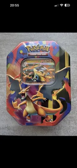 Mega Charizard X ex Tin Pokemon TCG Factory Sealed 4 Booster Packs English New - Image 1
