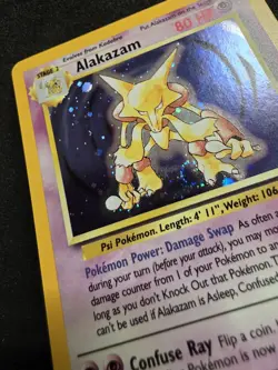 Vintage Pokemon TCG - Base Set 2 - Unlimited Alakazam 1/130 Holo: LP (SWIRL) - Image 2