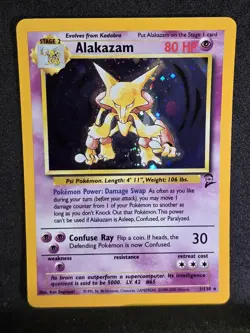 Vintage Pokemon TCG - Base Set 2 - Unlimited Alakazam 1/130 Holo: LP (SWIRL) - Image 4