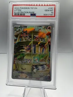 Pokemon TCG Litten Full Art Holo Card 167/162 Temporal Forces PSA 10 - Image 1