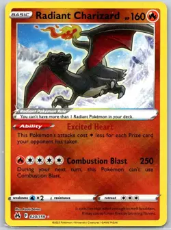 Radiant Charizard 020/159 Radiant Rare Crown Zenith Pokemon Holo Near Mint - Image 1