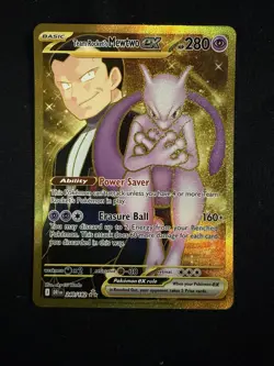 Pokemon Team Rockets Mewtwo EX Gold Full Art Holo Card 240/182 Destined Rivals - Image 1