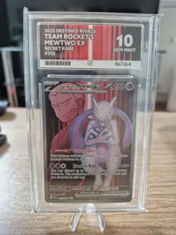 Pokemon TCG Destined Rivals Team Rocket's Mewtwo EX Full Art Card 213/182 Ace 10 - Image 1