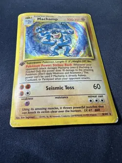 Machamp 8/102 1st Edition Pokemon Card TCG Base Set Holo Rare DMG Free Ship B - Image 3