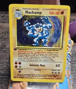 Pokemon TCG Machamp Holo Rare 1st Edition Base Set 8/102 (Moderately Played) - Image 1
