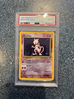 1999 Pokemon Base Set Mewtwo #10 English Holo Rare Unlimited, PSA 8 - Image 1