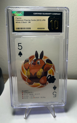Graded CGC 10 Pokemon Playing Card Pignite 5 Spades White 2 Deck 2012 Japanese - Image 1