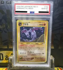 Pokemon card Japanese Aerodactyl Holo Neo 3 #142 PSA 10 GEM MINT old back - Image 1