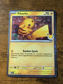 Pokemon Pikachu 2026 Pokemon Day Holo 30th Anniversary Stamped Promo 051/162 - Image 1