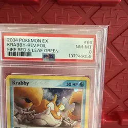 Krabby 66/112 Firered & Leafgreen Reverse Holo 2004 Pokemon Card PSA 8 NM-MT - Image 3
