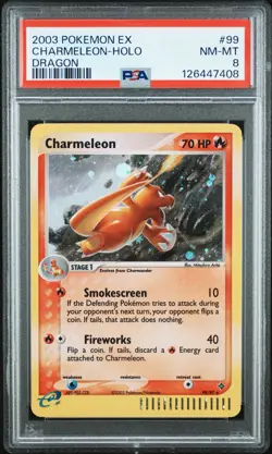 Charmeleon 99/97 EX Dragon Holo Secret Rare 2003 Pokemon Card PSA 8 NM-MT - Image 1