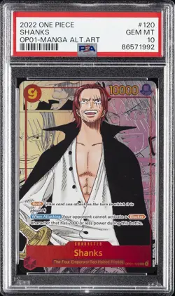 2022 ONE PIECE OP01-ROMANCE DAWN MANGA ALTERNATE ART #120 SHANKS PSA 10 - Image 1